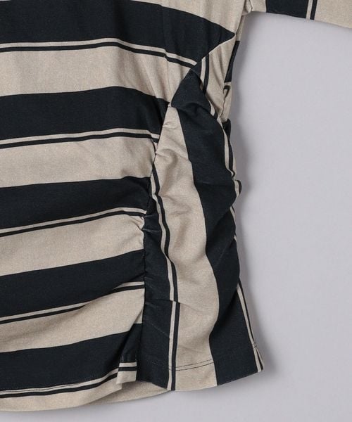 【BAUM UND PFERDGARTEN】サイドギ ヤザーボーダーカットソー BAUM UND PFERDGARTEN＞サイドギャザー ボーダー カットソー