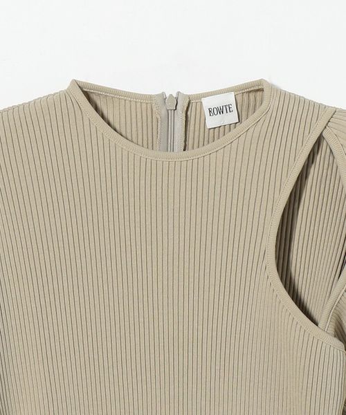 BOWTE＞リブ カットオフ ハーフスリーブ カットソー