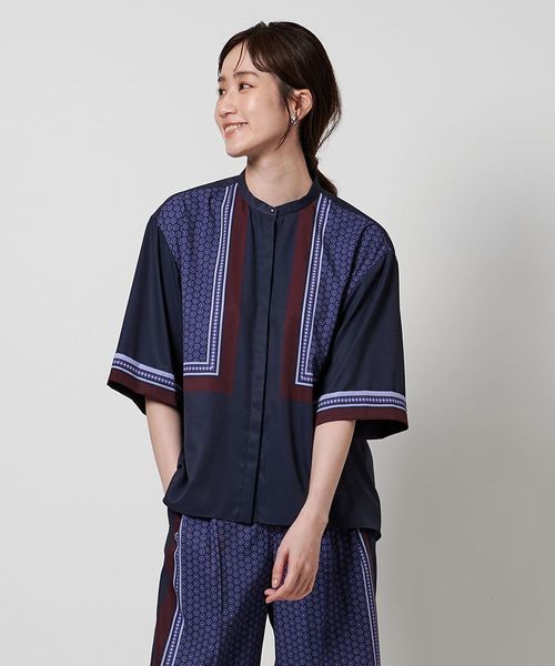 UNITED ARROWS ペイントプリント バンドカラー シャツ 1500025S1782_l1_a011.jpg