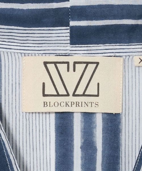 SZ Blockprints カフタンワンピース　S SZ Blockprints コットン ストライプカフタン