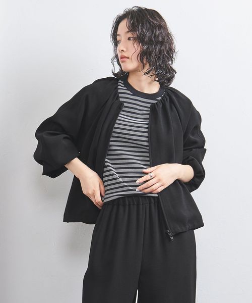 新品未使用！UNITED ARROWS COMFY ノーカラージャケット　黒　S COMFY ギャザー ジャケット ―吸水速乾 UVカット ウォッシャブル―