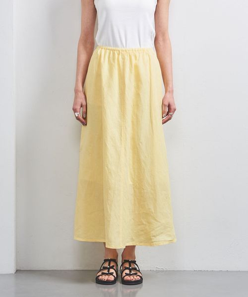 リネン フレア マキシスカート YELLOW