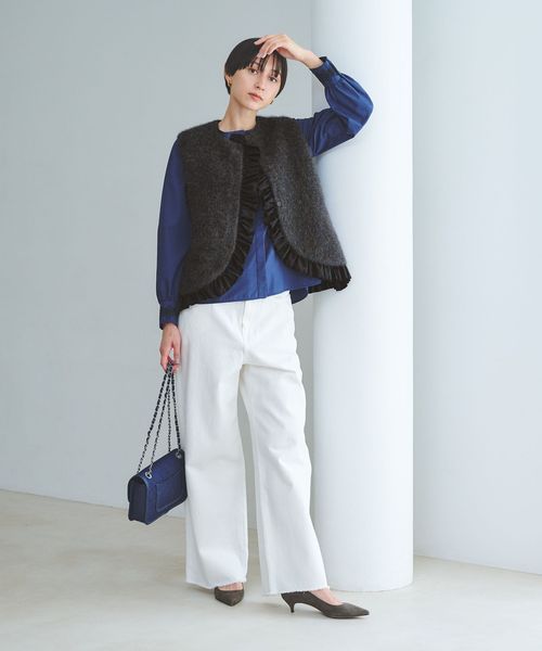 フォックスカシミヤ フリルコンビ ベスト