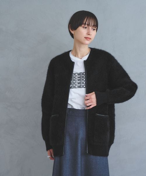 UNITED ARROWS/フォックスカシミヤ トリムコンビ カーディガン/カーディガン / ボレロ