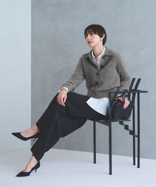 【美品】ユナイテッドアローズ　カシミヤ混　キャメル　Sサイズ フォックスカシミヤ トリムコンビ カーディガン