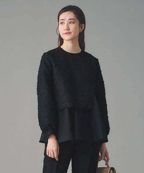 UNITED ARROWS/フラワー カットジャガード コンビブラウス/シャツ / ブラウス