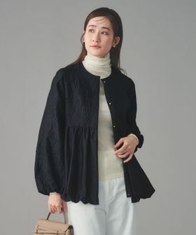 UNITED ARROWS/GISHA 2トーン ジャガード ジャケット/ノーカラージャケット