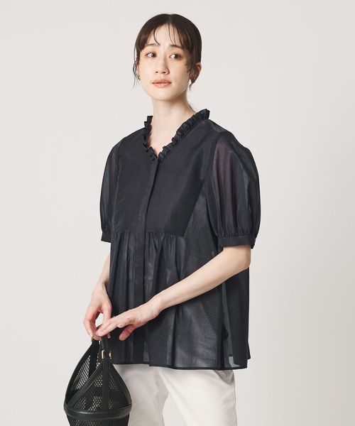 UNITED ARROWS/LINEAESSE Vネック パフブラウス ‐ウォッシャブル‐/シャツ / ブラウス
