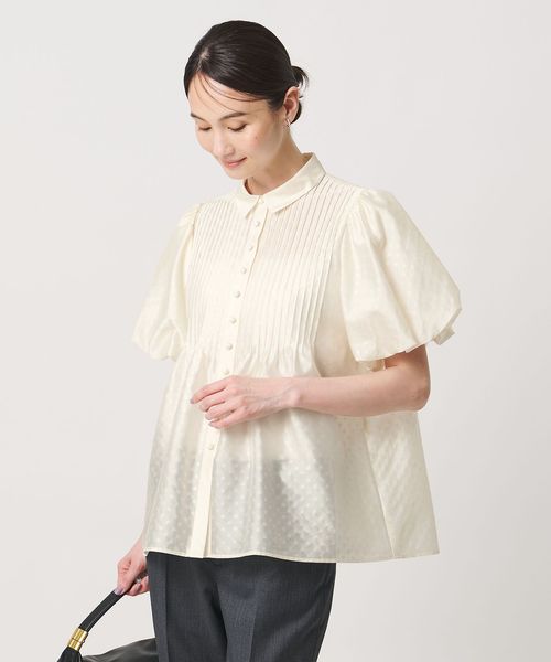 UNITED ARROWS/ドットエンボス ピンタック ブラウス ‐ウォッシャブル‐/シャツ / ブラウス