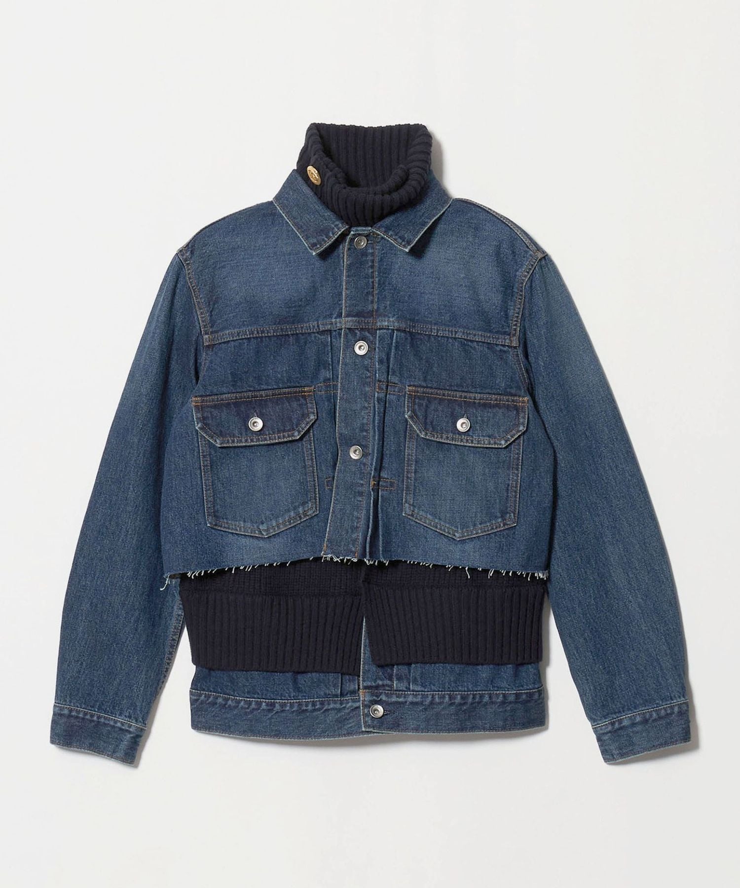 sacai＞ニット ドッキング デニムジャケット