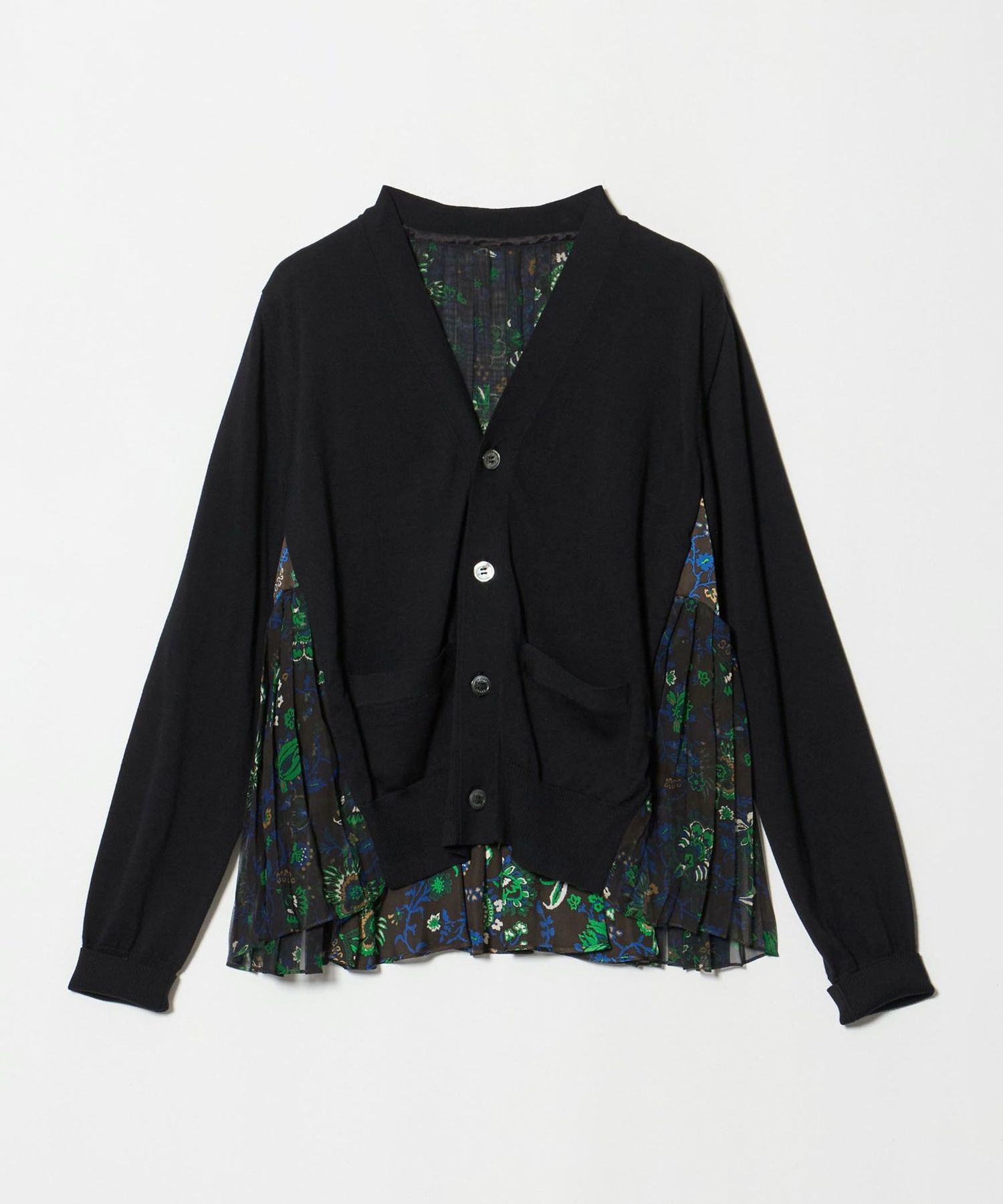 sacai 花柄 バックプリーツ カーディガン sacai＞バック フローラルプリント カーディガン