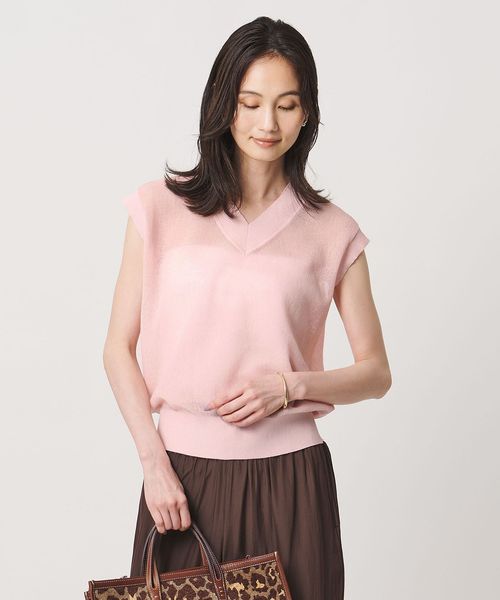 UNITED ARROWS/ミニ Vネック フレンチスリーブ ニット ‐ウォッシャブル‐/ベスト