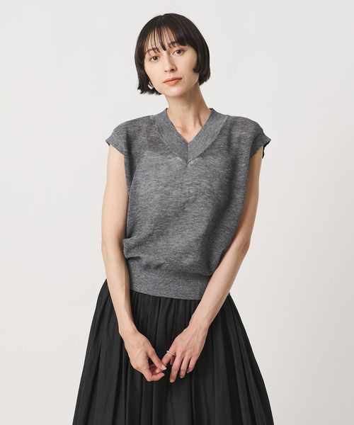 UNITED ARROWS/ミニ Vネック フレンチスリーブ ニット ‐ウォッシャブル‐/ベスト