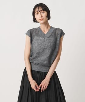UNITED ARROWS/ミニ Vネック フレンチスリーブ ニット ‐ウォッシャブル‐/ベスト