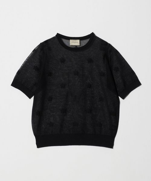 UNITED ARROWS/シアー フラワー ショートスリーブ ニット ‐ウォッシャブル‐/ニット / セーター