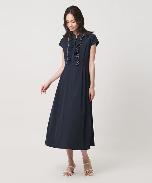 UNITED ARROWS/メロー フリル スキッパー ワンピース ‐防シワ 吸水速乾 UVカット 遮熱性 接触冷感‐/ワンピース