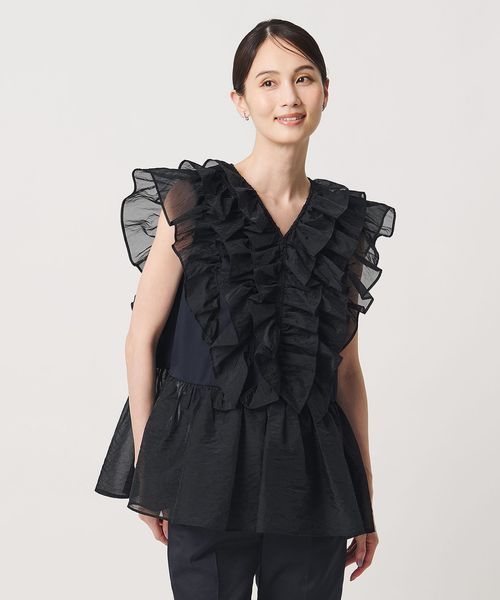 UNITED ARROWS/レディー フリル チュール カットソー ‐ウォッシャブル‐/Tシャツ / カットソー