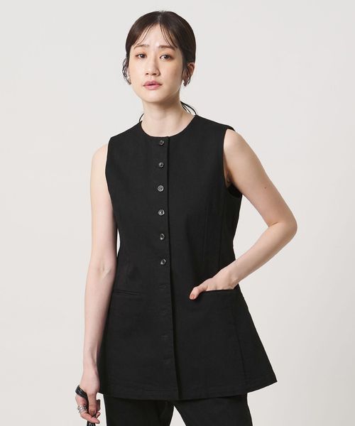 UNITED ARROWS/デニム ベスト BLACK ‐ストレッチ ウォッシャブル‐/ベスト