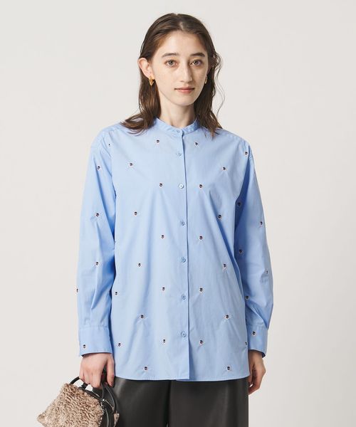 UNITED ARROWS/エンブロイダリーフラワー バンドカラー シャツ 26FW/シャツ / ブラウス