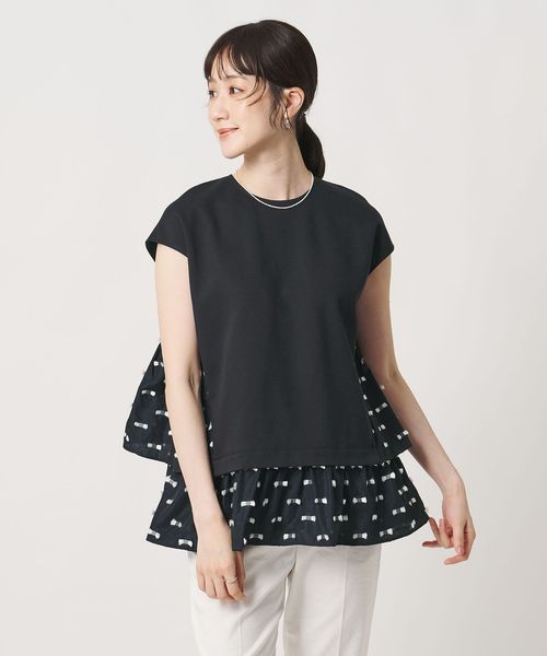 UNITED ARROWS/ドットリボン カットジャガード コンビ ブラウス ‐ウォッシャブル‐/シャツ / ブラウス