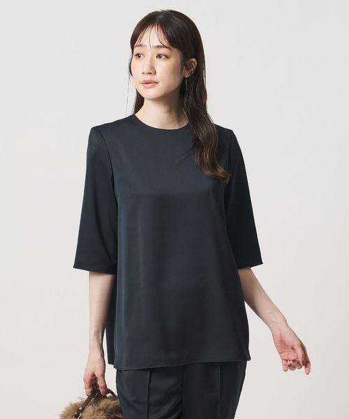 UNITED ARROWS/サテン クルーネック ブラウス ‐ウォッシャブル‐/シャツ / ブラウス