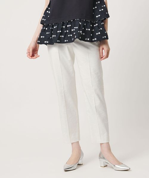 UNITED ARROWS/シャイニー スリム パンツ OFF WHITE ‐ストレッチ ウォッシャブル‐/スラックス