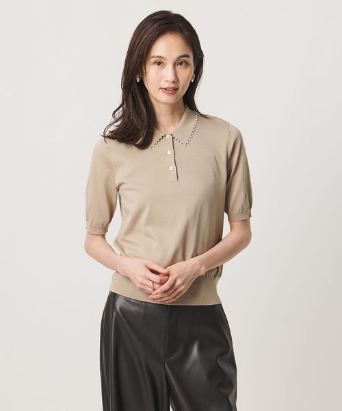 UNITED ARROWS/パールライク ポロニット ‐ウォッシャブル‐/ニット / セーター