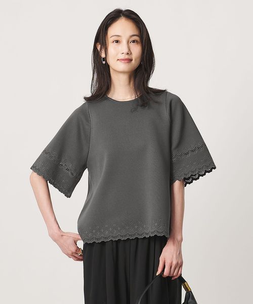 UNITED ARROWS/カットワーク スカラップ プルオーバー ニット ‐ウォッシャブル‐/ニット / セーター