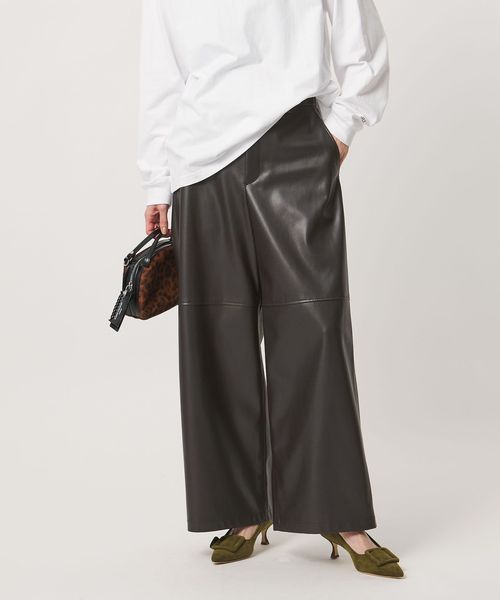 UNITED ARROWS/レザーライク ワイドパンツ‐ウォッシャブル‐/その他パンツ