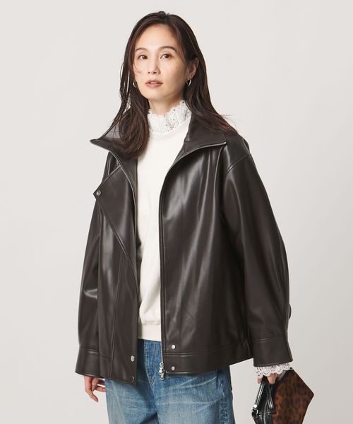 UNITED ARROWS/スタンドカラー レザーライク ブルゾン/その他コート / ブルゾン