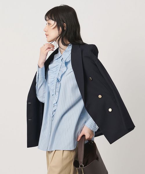 UNITED ARROWS/アシンメトリー フリル レギュラーシャツ/シャツ / ブラウス