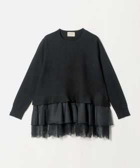 UNITED ARROWS/オーガンジー レース コンビ ニット ‐ウォッシャブル‐/ニット / セーター