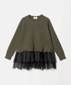 UNITED ARROWS/オーガンジー レース コンビ ニット ‐ウォッシャブル‐/ニット / セーター