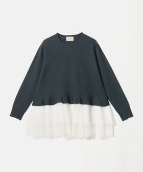 UNITED ARROWS/オーガンジー レース コンビ ニット ‐ウォッシャブル‐/ニット / セーター