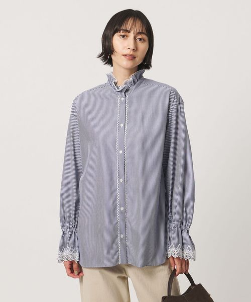 UNITED ARROWS/エンブロイダリー スタンドフリル シャツ/シャツ / ブラウス