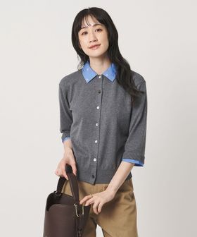 UNITED ARROWS/4WAY エンブロイダリー シャツ コンビ ニット ‐ウォッシャブル‐/カーディガン / ボレロ