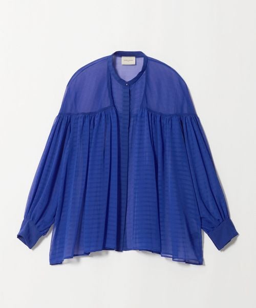 UNITED ARROWS/シアー ギャザー バンドカラー ブラウス/シャツ / ブラウス