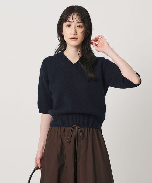 UNITED ARROWS/CA/W ハーフスリーブ Vネック ニット/ニット / セーター
