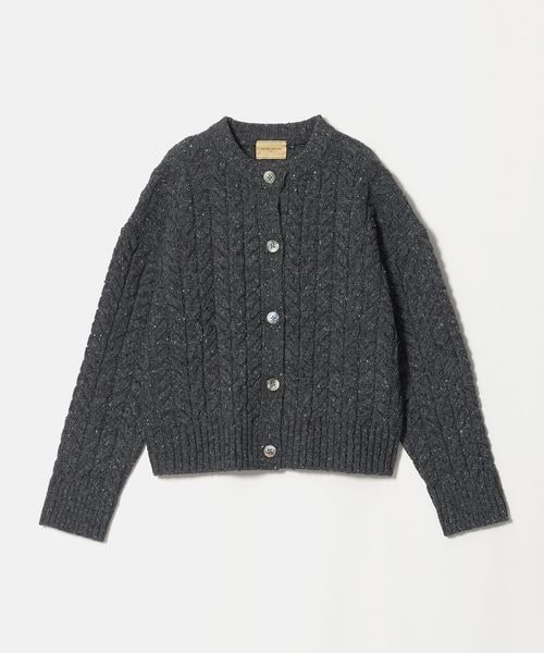 UNITED ARROWS/ケーブル クルーネック カーディガン DK.GRAY/カーディガン / ボレロ