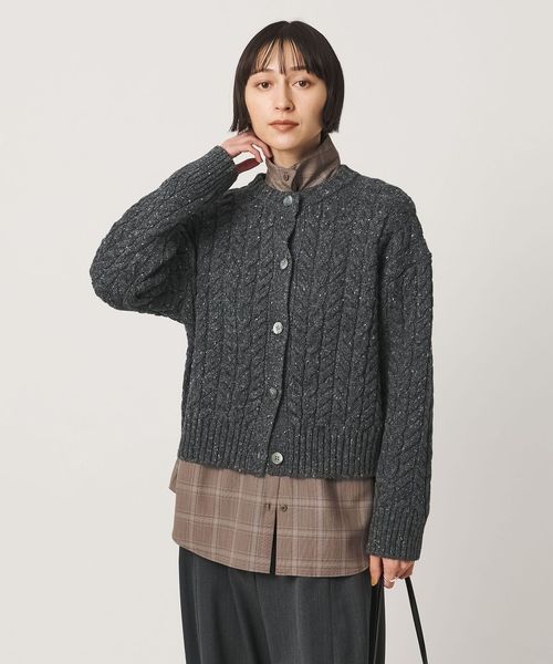 UNITED ARROWS/ケーブル クルーネック カーディガン DK.GRAY/カーディガン / ボレロ