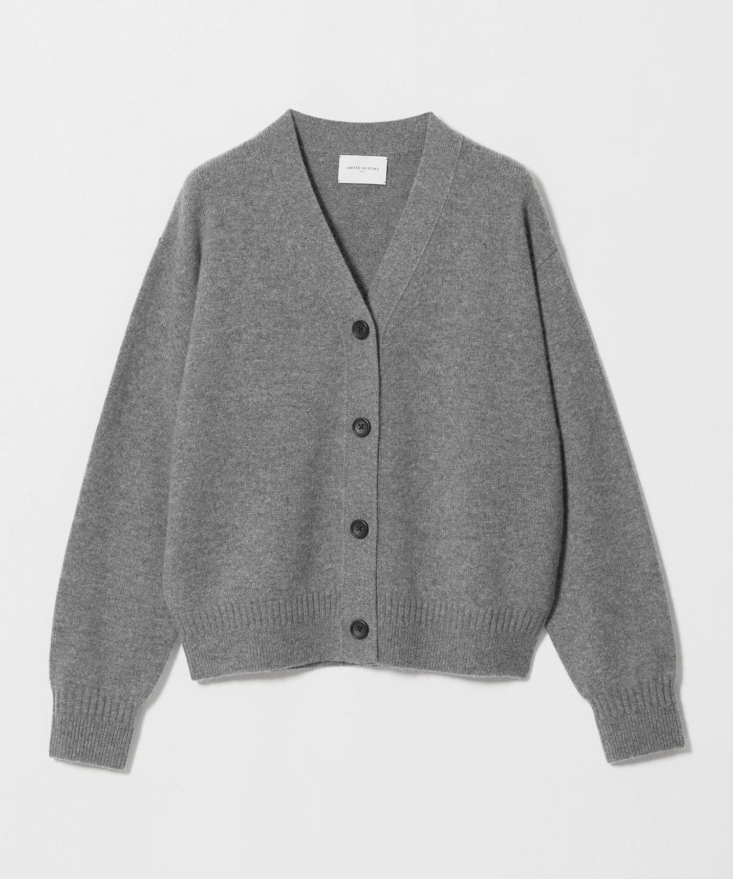 UNITED ARROWS モヘア混カーディガン グレー ウール カシミヤ Vネック カーディガン