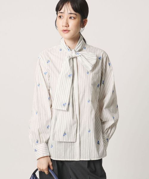 UNITED ARROWS/ストライプ フラワー ジャガード ボウタイ ブラウス/シャツ / ブラウス