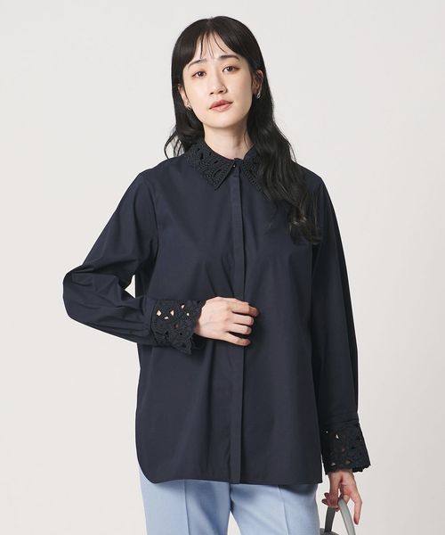 UNITED ARROWS/4WAY エンブロイダリー バンドカラー シャツ/シャツ / ブラウス