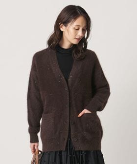 UNITED ARROWS/フォックスカシミヤ スパンコール ミドル カーディガン/カーディガン / ボレロ