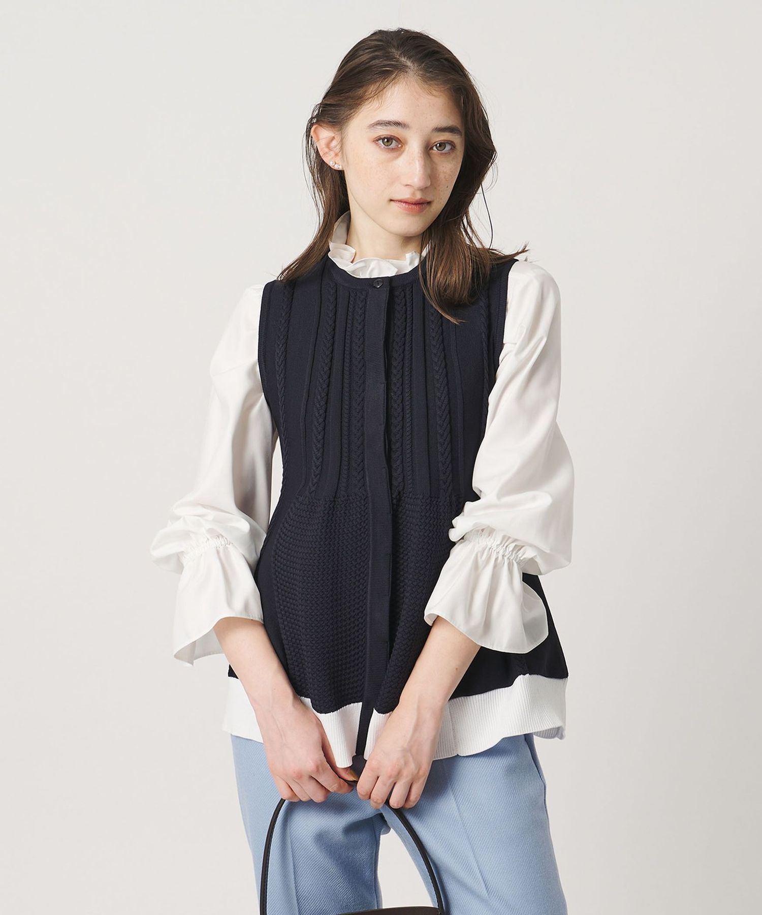 UNITED ARROWS ペプラム ニットベスト ブラック　美品 ペプラム ケーブル ベスト