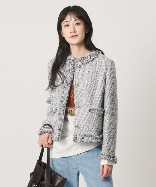 UNITED ARROWS/ツイード ノーカラー ジャケット/ノーカラージャケット