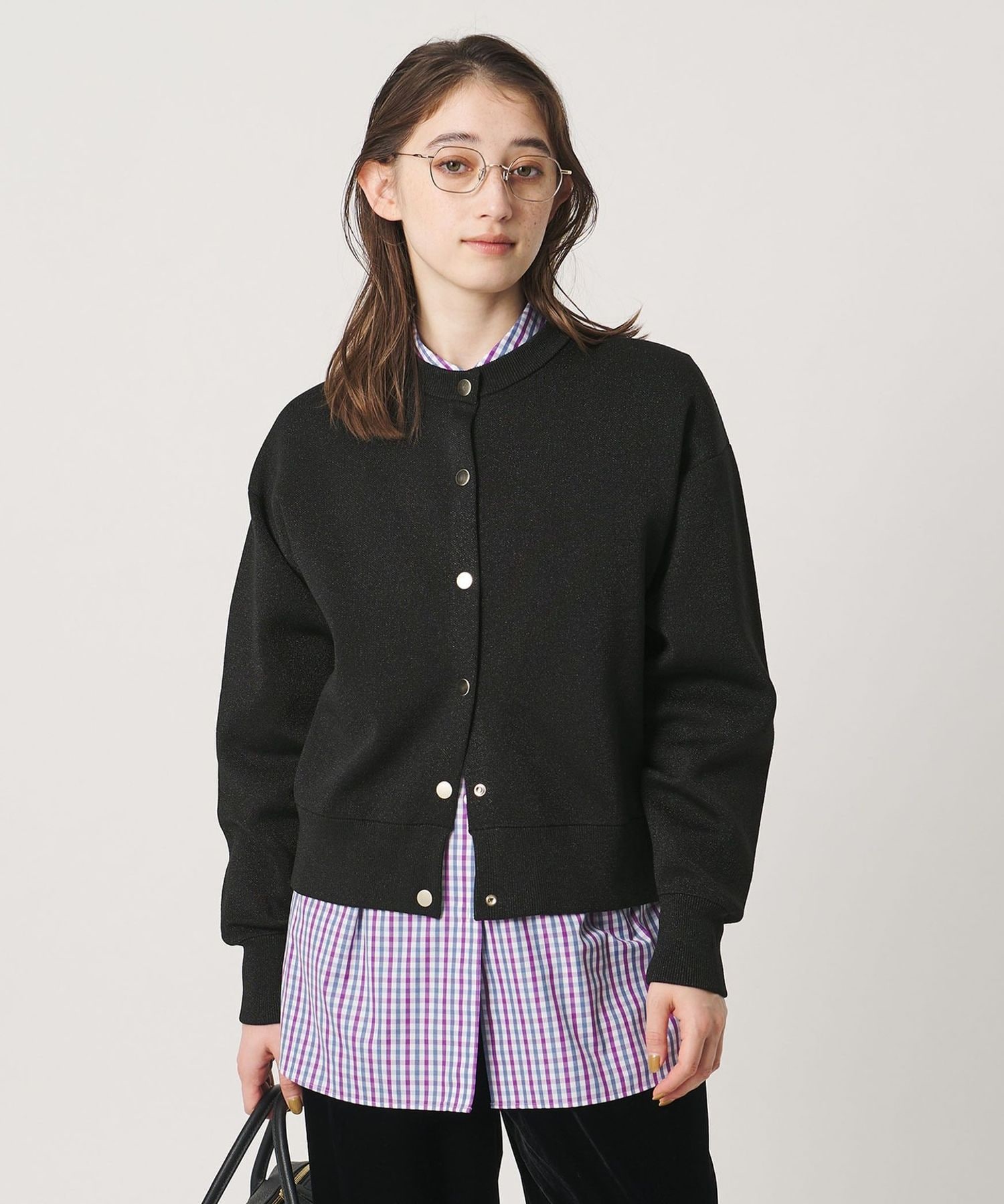 ラメ ジャガード カーディガン ‐ウォッシャブル‐