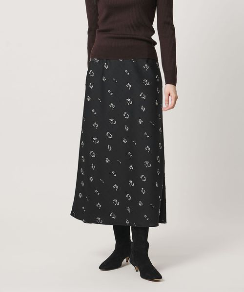 UNITED ARROWS/サテン フラワー ジャガード スカート ‐ウォッシャブル‐/ミモレ / ロング