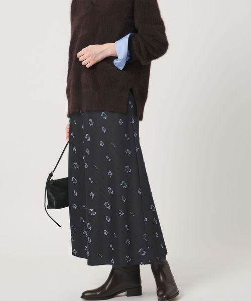 UNITED ARROWS/サテン フラワー ジャガード スカート ‐ウォッシャブル‐/ミモレ / ロング
