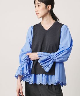 UNITED ARROWS/スカラップ コンビ ブラウス ニット/ニット / セーター